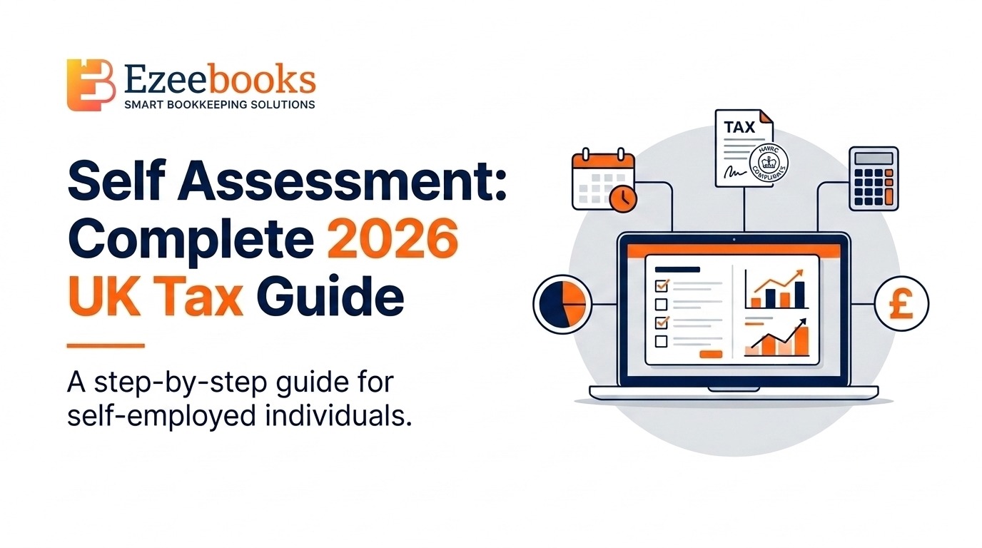 Newly self-employed person filing their first Self Assessment tax return on a laptop, representing self assessment for first-timers